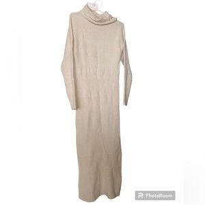 NWOT Long beige sweater dress/ warm dress/ sweater dress size S/M